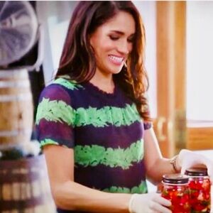 J.Crew Silk Women's Striped Top - Green and Blue